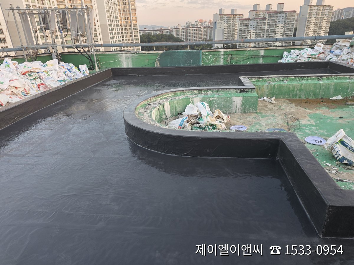 용인 타운 옥상 화단 방수 담수시험